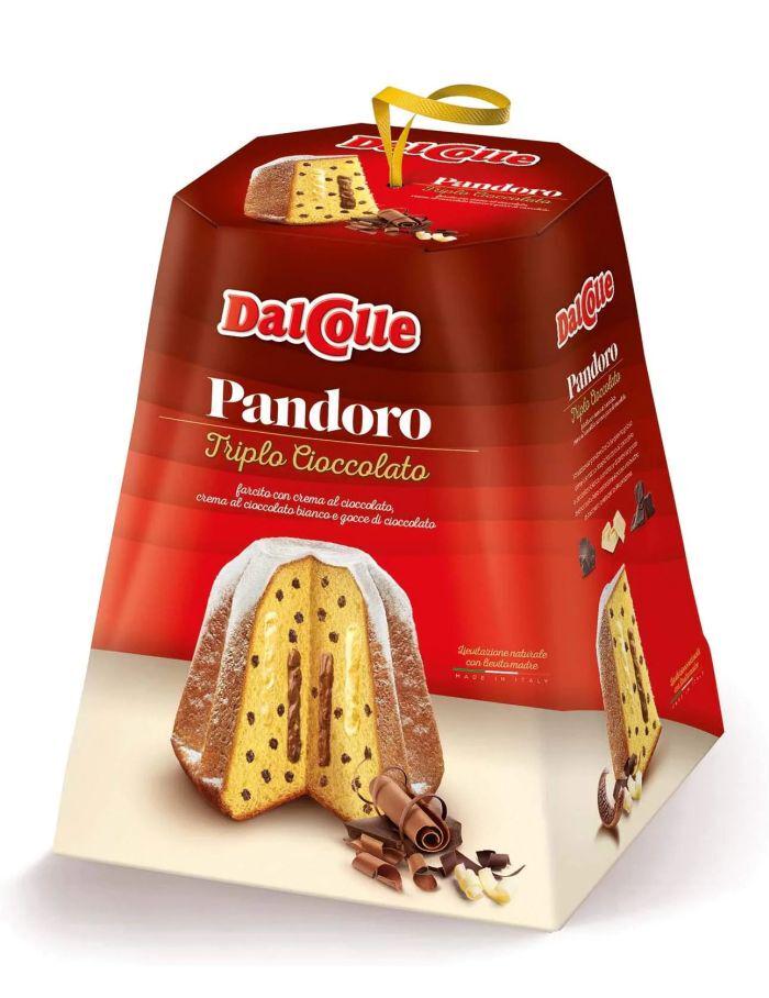 Потрійний шоколадний Пандоро Dal Colle з кремом із молочного та білого шоколаду 750 г