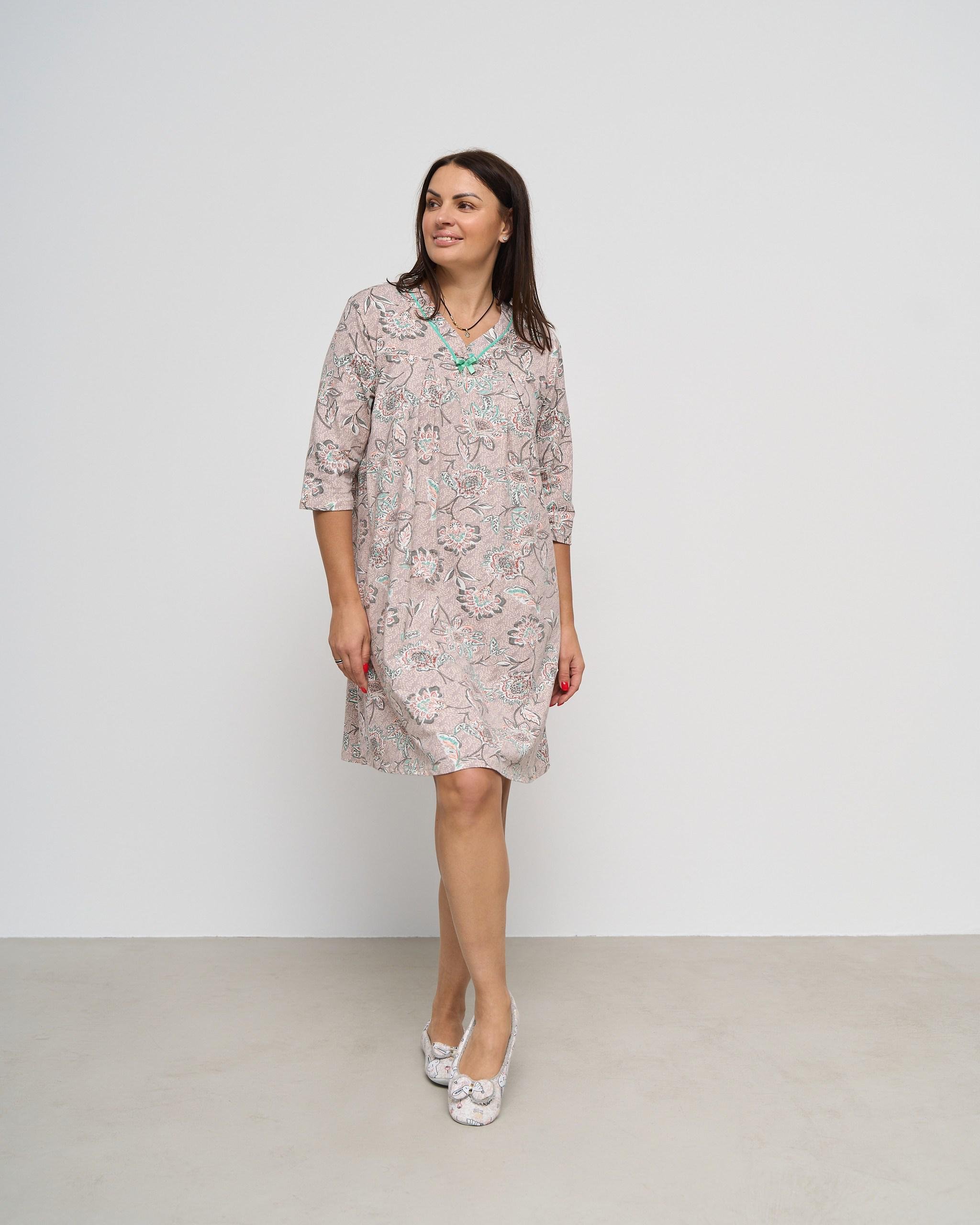 Туніка батальна Квіти 5XL Бежевий (84306)