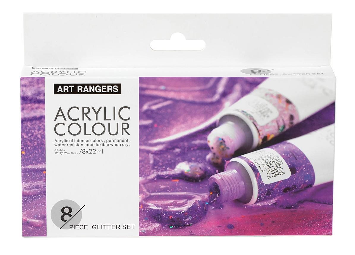 Акриловые краски с блестками для рисования ART RANGERs Acrylic glitter 8 цветов 22 мл (FEA0822-G) - фото 5