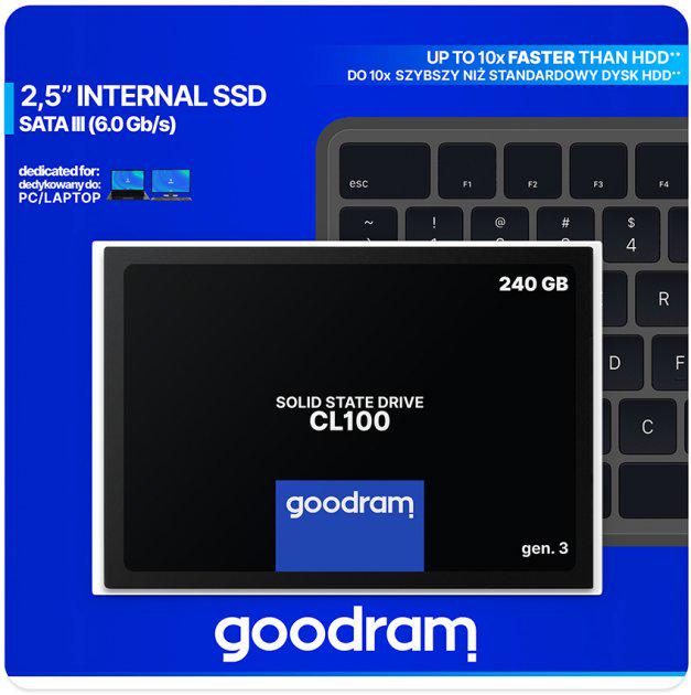 Твердотільний накопичувач Goodram 240 Гб 3D NAND (SSDPR-CL100-240-G3) - фото 3