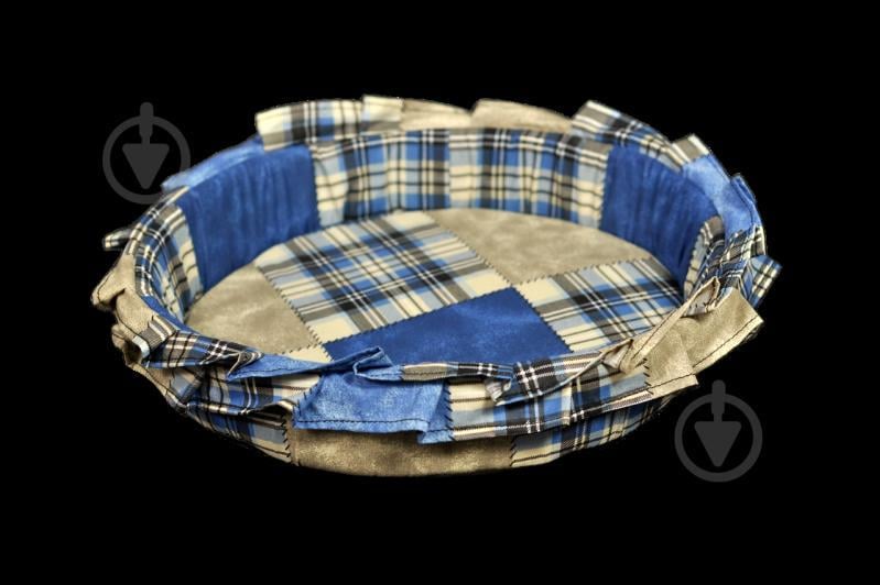 Лежак (лежанка) для котів та собак (з рюшею) Мур-Мяу №2 Синій