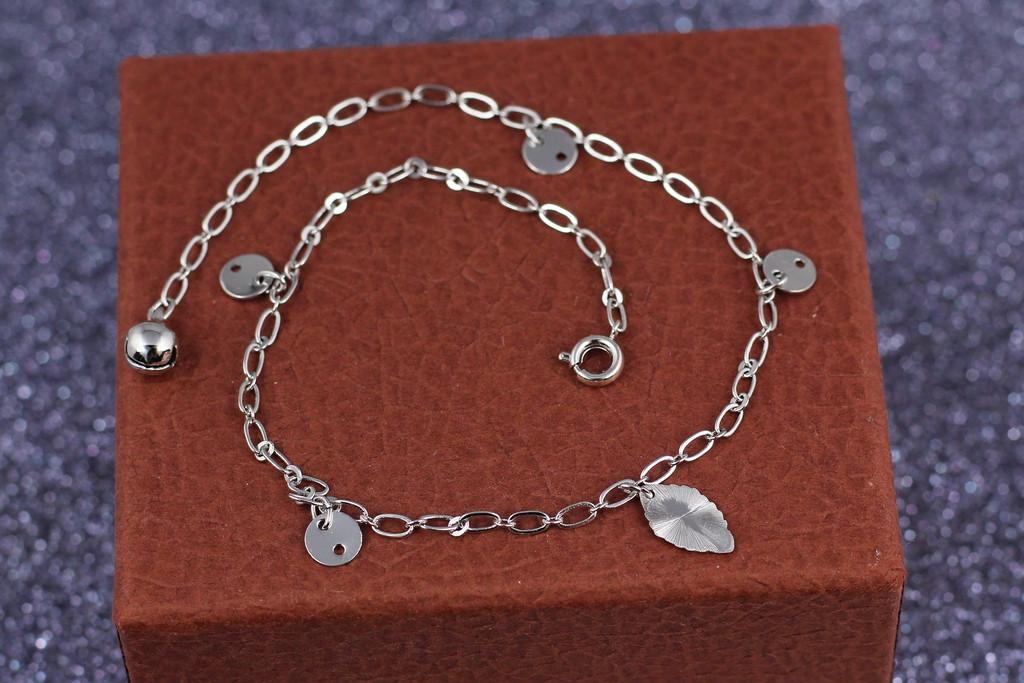 Браслет на ногу Xuping Jewelry Пуговицы с листиком на якорной цепи 25 см 2 мм Серебристый (1501036485)