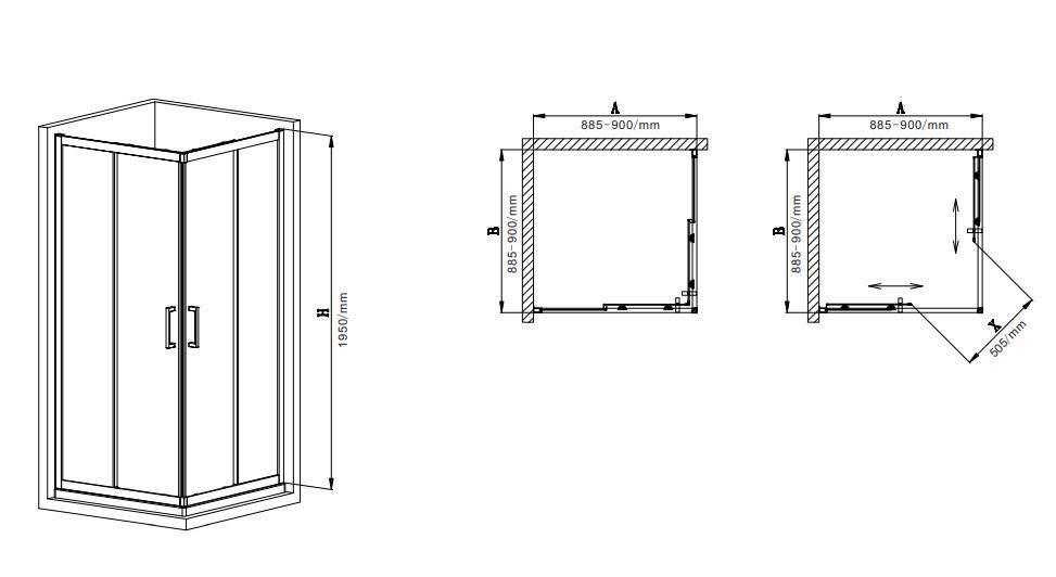 Душова кабіна без піддону MIXXUS Premium DIVERSE SC02-90x90x195-TR прозоре скло 5 мм Chrome (MI6861) - фото 6 Душова кабіна без піддону MIXXUS Premium DIVERSE SC02-90x90x195-TR прозоре скло 5 мм Chrome (MI6861) - фото 6