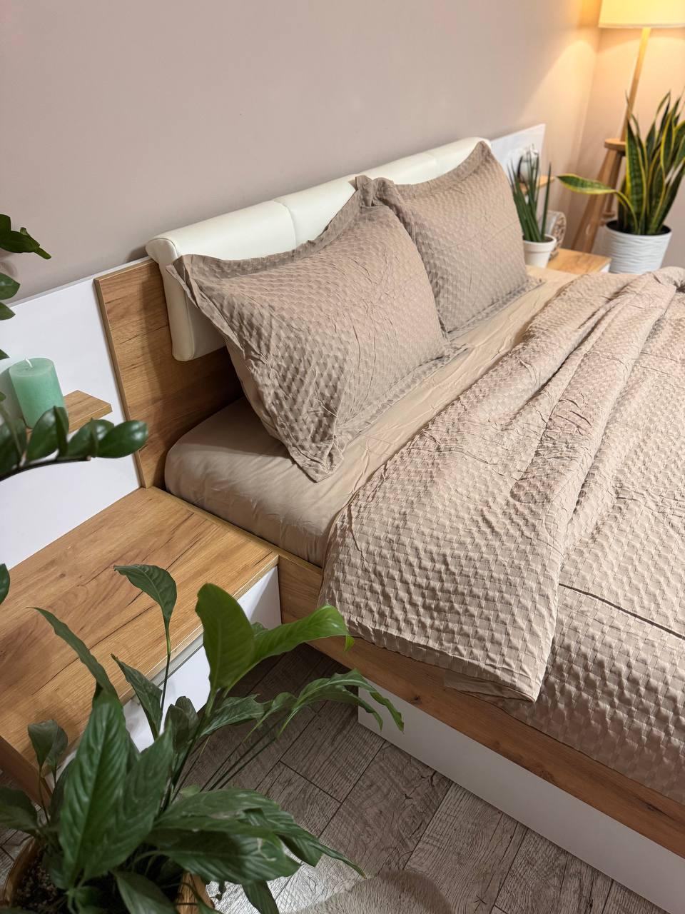 Постільна білизна з ковдрою сатин євро 200х230 см наволочки 50х70 см 2 шт. Капучино (Д-Al-sat-kovdra-001-03) - фото 7 Постільна білизна з ковдрою сатин євро 200х230 см наволочки 50х70 см 2 шт. Капучино (Д-Al-sat-kovdra-001-03) - фото 7