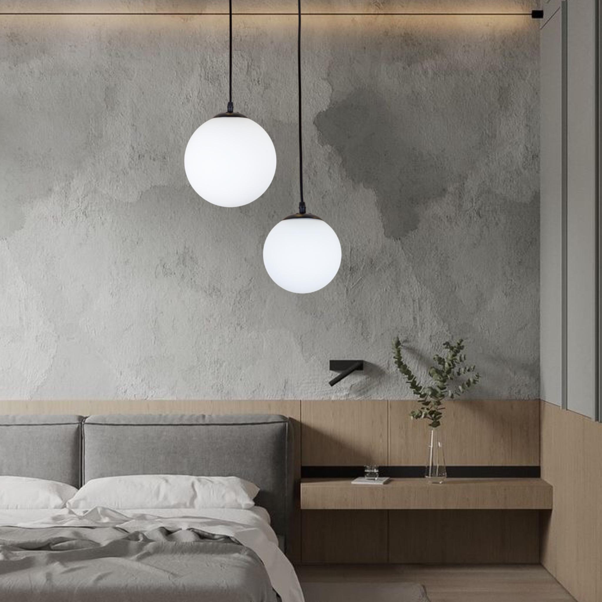 Підвіс зі скляною кулею 25 см Білий (56-glass250F-1 BK+WH) - фото 2 Підвіс зі скляною кулею 25 см Білий (56-glass250F-1 BK+WH) - фото 2