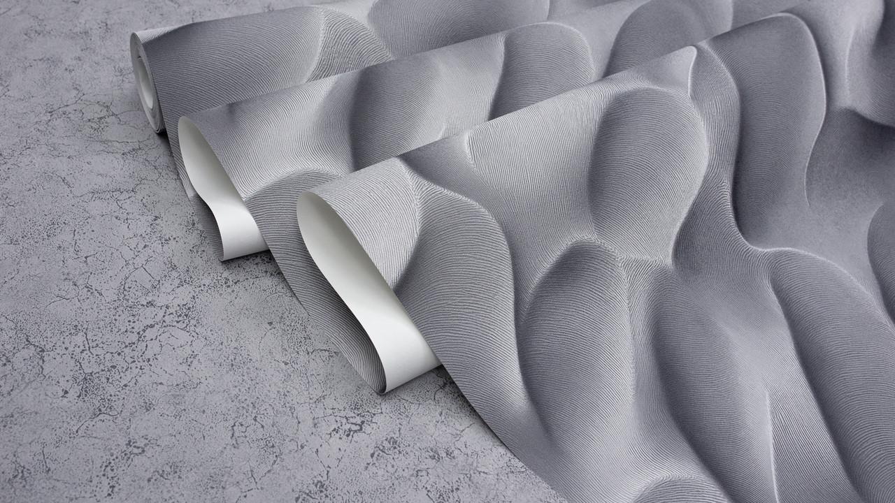 Обои флизелиновые Sintra Duna 251751 Декор винил горячего тиснения 1,06х10,05 м Графитовый