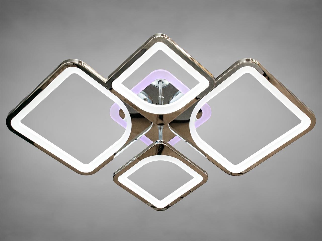 Люстра с пультом LED подсветкой и диммером 8060-2+2HR-LS 80W на 11 м2 Хром (1426291557) - фото 2 Люстра с пультом LED подсветкой и диммером 8060-2+2HR-LS 80W на 11 м2 Хром (1426291557) - фото 2