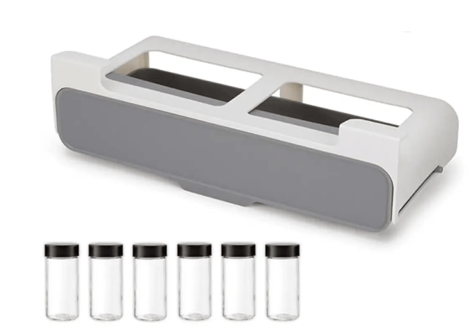 Органайзер для специй подвесной и 6 банок для приправ Серый (SPCRCK-0394)