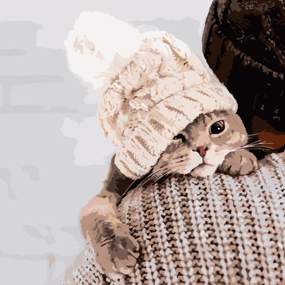 Картина по номерам Strateg Премиум Милый котенок 40х40 см (SK038)