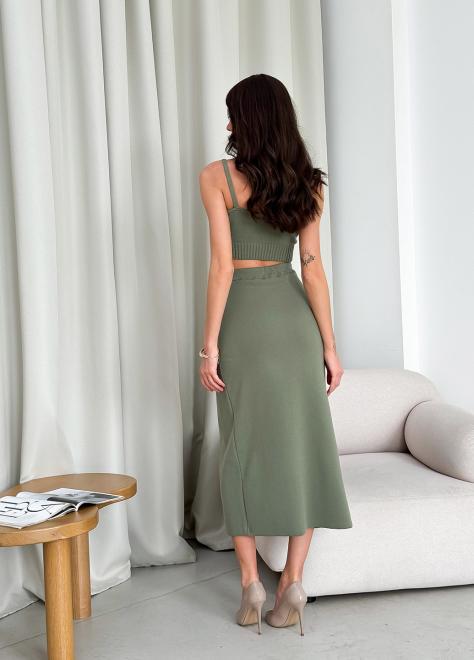 Спідниця Kayla в'язана на запах S Хакі (34303) - фото 5