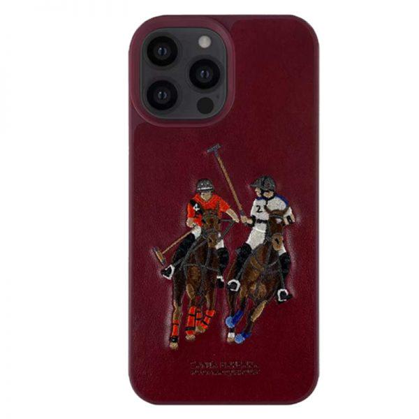 Кожаный чехол для iPhone 13 Pro Santa Barbara Polo Jockey Красный