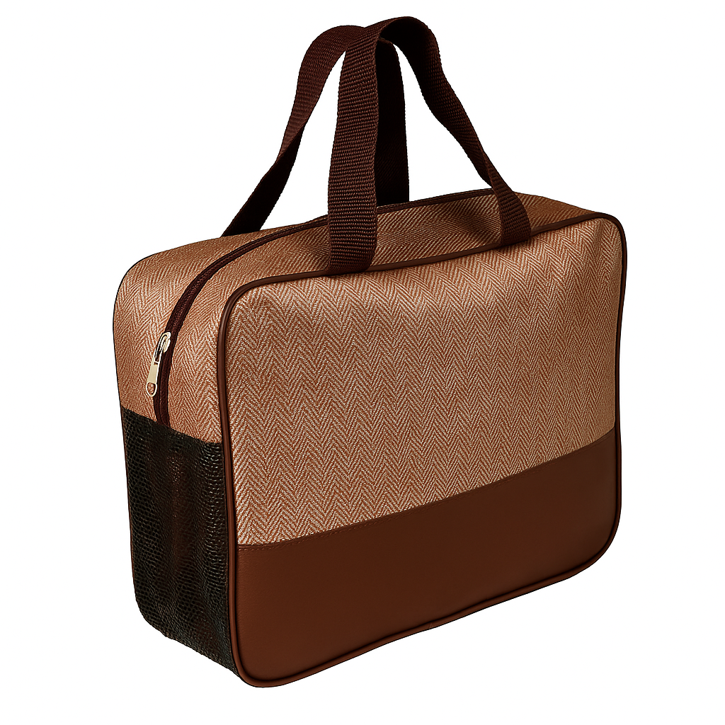 Косметичка дорожная Stenson Classic полиэстеровая/2 длинные ручки 26х18х9,5 см Коричневый (R33409)