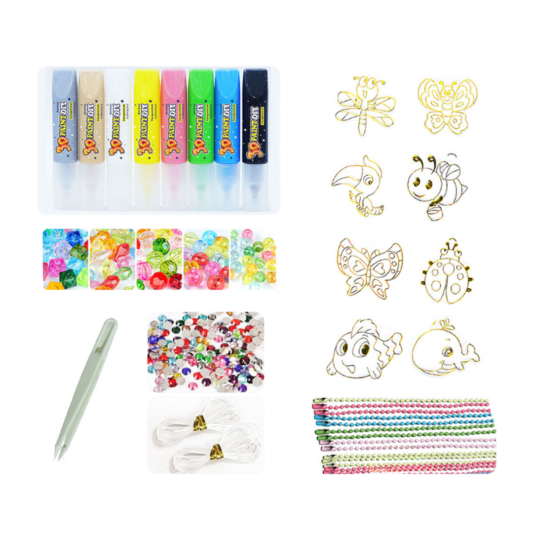 Набор для творчества с 3D-красками и аксессуарами для дизайна витражные краски бусины и резинки (Set 2)