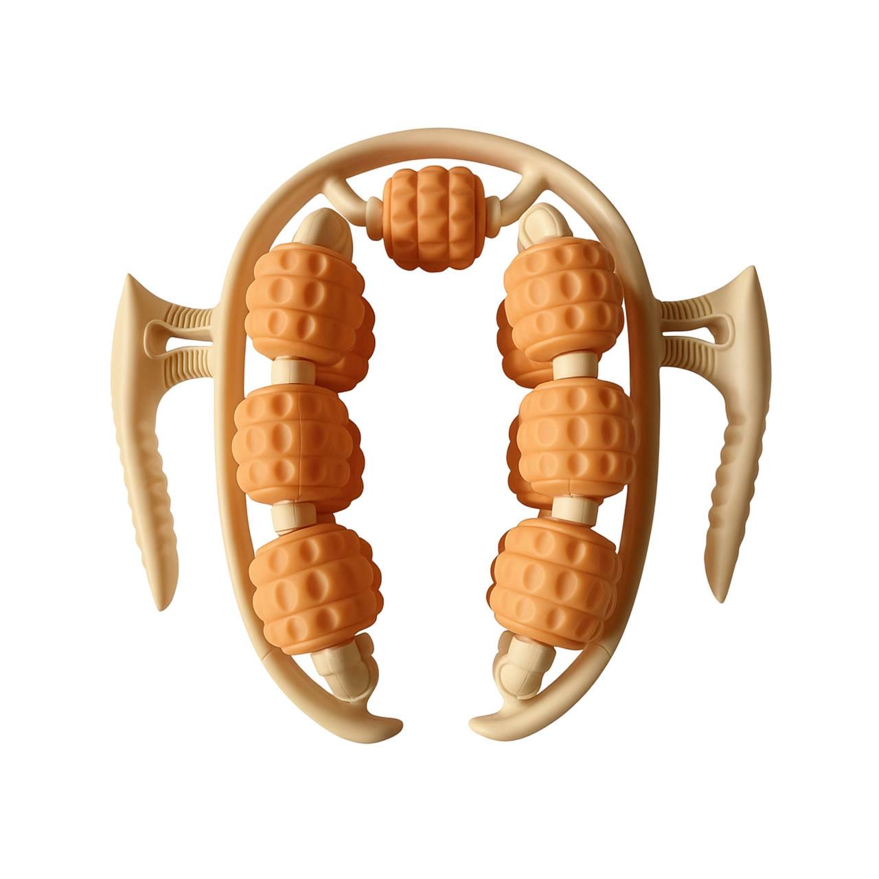 Массажер для тела кольцевой роликовый 13 колес в 2 ряда Оранжевый - фото 1