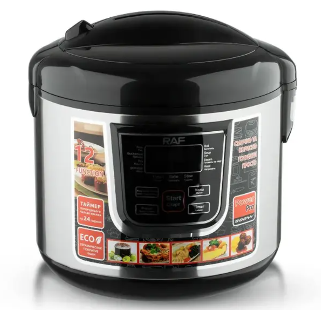 Мультиварка RAF RAF-166B с антипригарной чашей 6 л на 12 программ Черный (Jam7792)