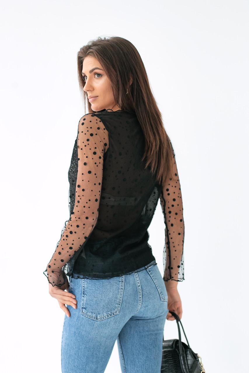 Блуза прозора Hello Kiss! з фатину L/XL Чорний - фото 3 Блуза прозора Hello Kiss! з фатину L/XL Чорний - фото 3