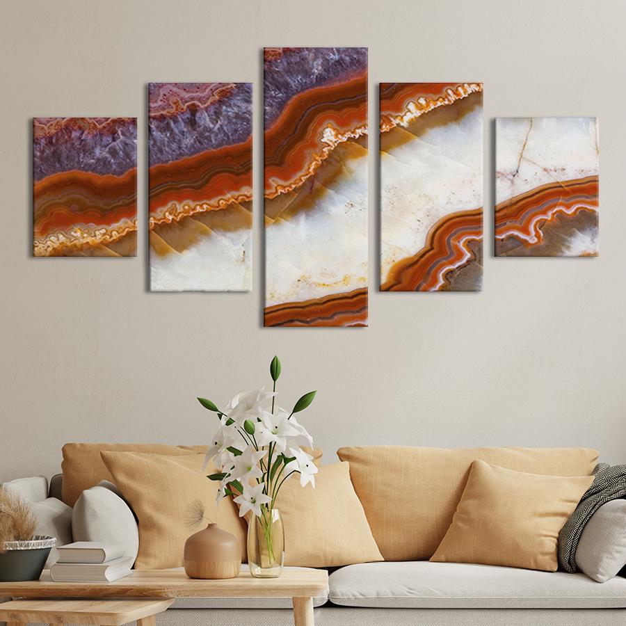Модульная картина из 5 частей Мраморный узор 162x80 см (13-52)