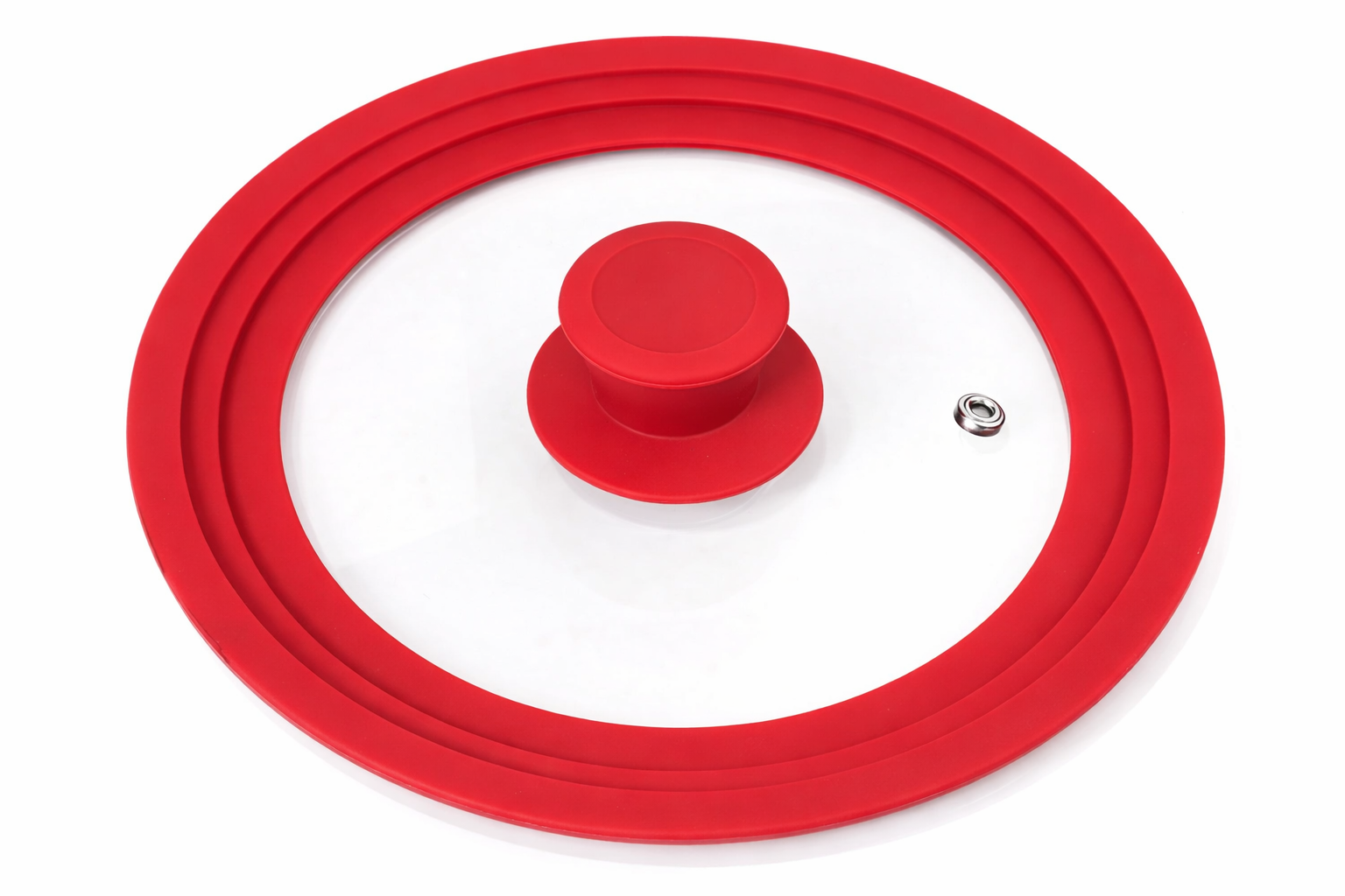 Кришка скляна з силіконовим обідком 3в1 d 18-20-22 см Red (30935)