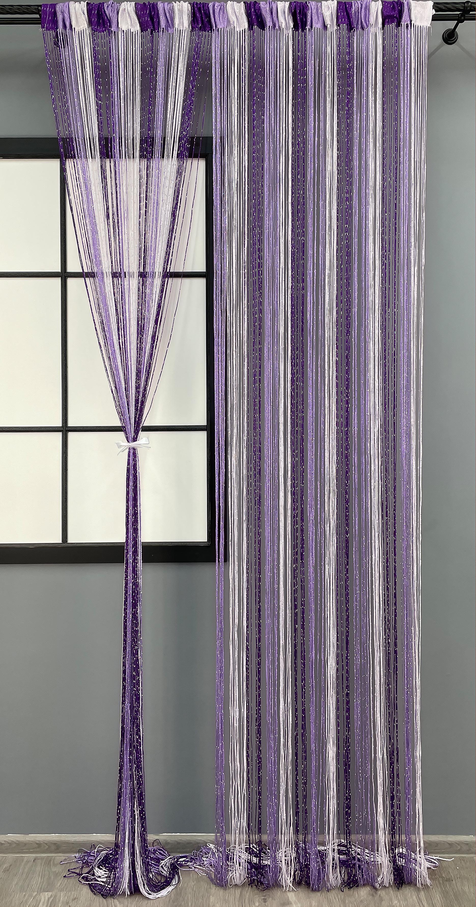 Шторы-нити с люрексом 300х300 см Фиолетовый/Сиреневой/Белый (61-081) - фото 1 Шторы-нити с люрексом 300х300 см Фиолетовый/Сиреневой/Белый (61-081) - фото 1