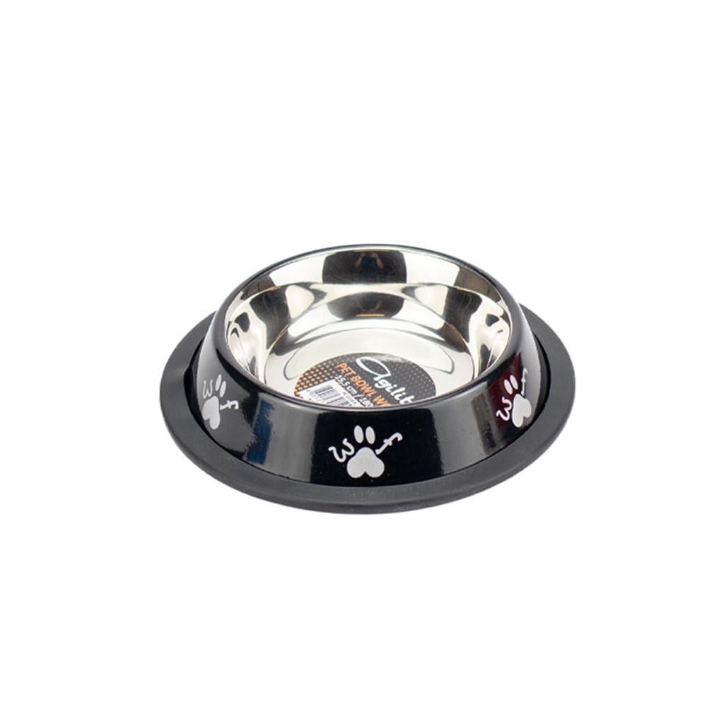 Миска для тварин Agility металева з лапками 400 мл 19 см Чорний (2609132097)