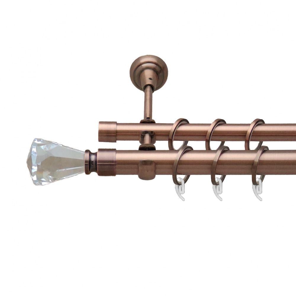 Карниз Orvit Лучетта металевий дворядний відкритий гладка труба кільце фасонне металеве 25/19 мм 160 см Мідь (6950985)