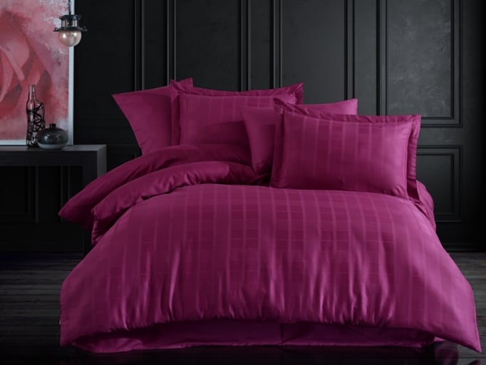 Комплект постільної білизни Hobby Exclusive Sateen Diamond Ekose 200х220 см Фуксія