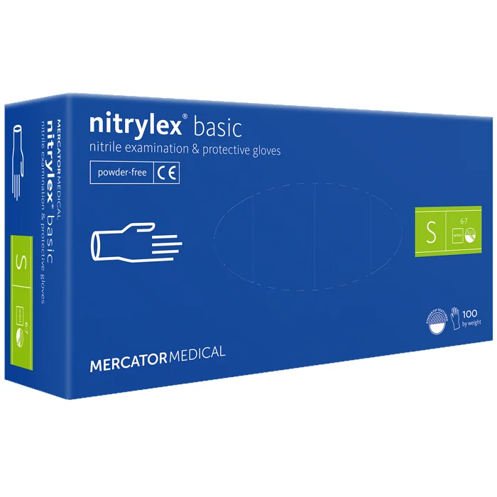 Рукавички нітрилові Mercator Nitrylex Basic неопудрені S 100 шт. Blue