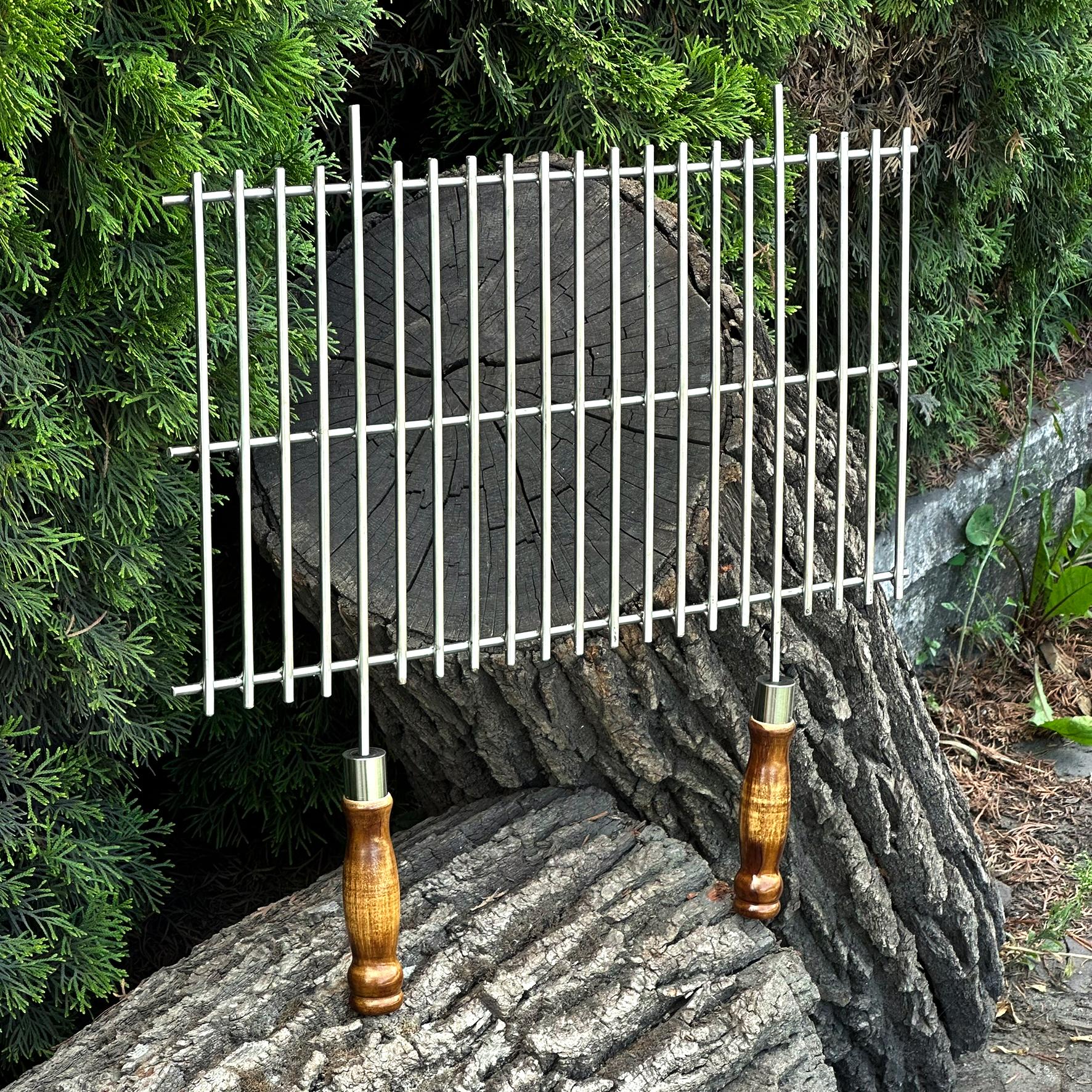 Решетка-гриль нержавеющая Mzavod с двумя ретро ручками (R-GRL-STL-2RT)