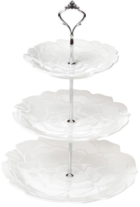 Блюдо фуршетная стойка City Цветок 3 яруса Ø 18/Ø 23/Ø 28х33 см White (32317026)