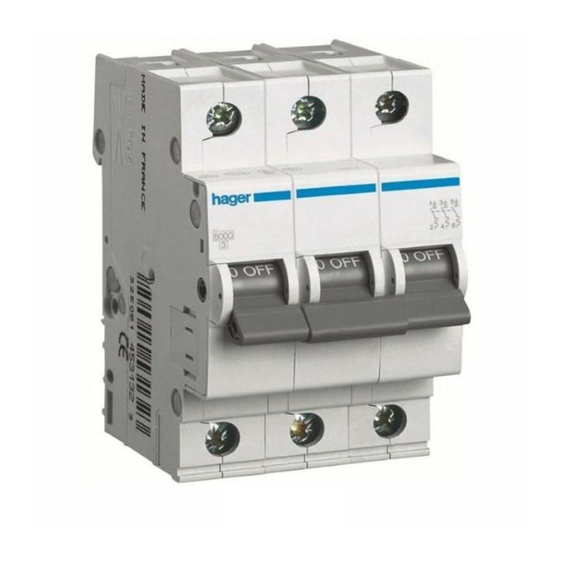 Автоматический выключатель Hager MCN300 3P 6k C 0,5 А 3M (000346955)