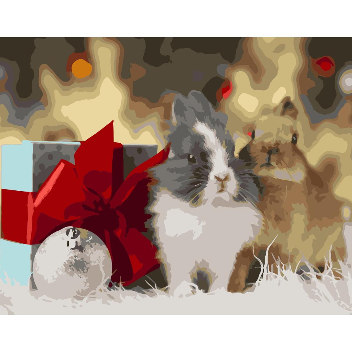 Картина по номерам Strateg Пушистики и подарок 40x50 см (SY6577)