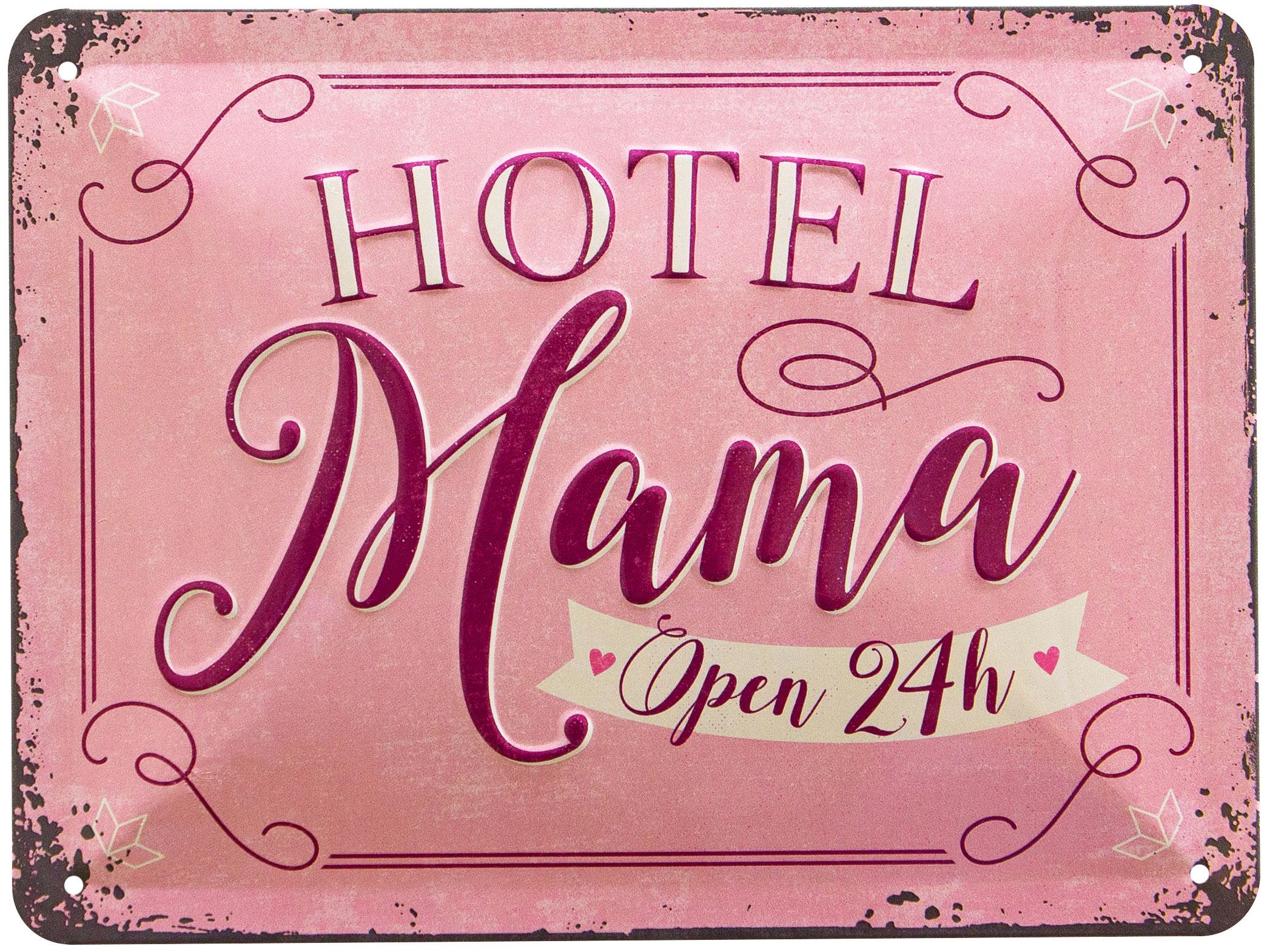 Табличка металлическая Hotel Mama Open 24H 15х20 см