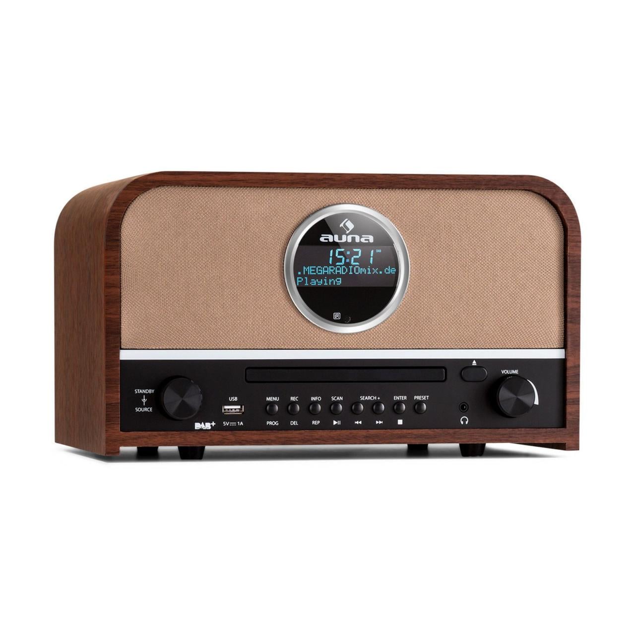 Радиоприемник Auna Columbia DAB-радио 60 Вт CD-проигрыватель DAB/FM-тюнер Коричневый