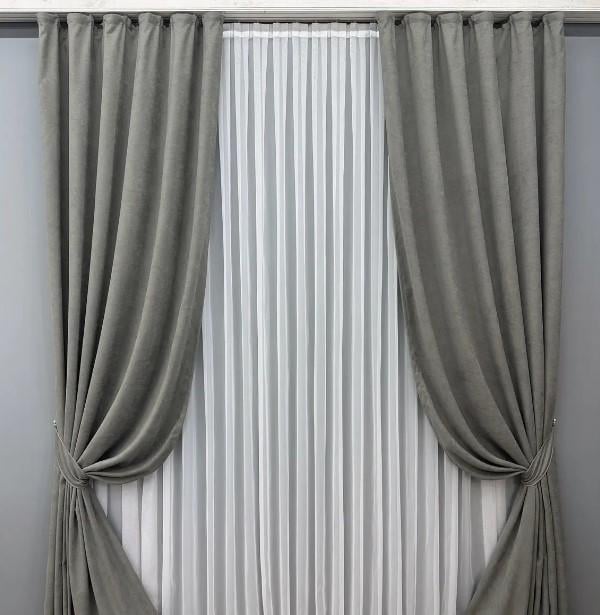 Шторы из микровелюра Petek YL 1,5х2,95 м 2 шт. Серый (1702ш 33-0598)
