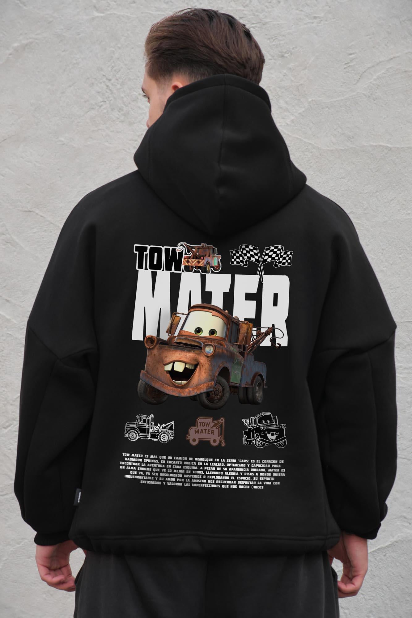 Худи на флисе с капюшоном и принтом оверсайз Without Tow Mater One size Black (8056535 8056536)