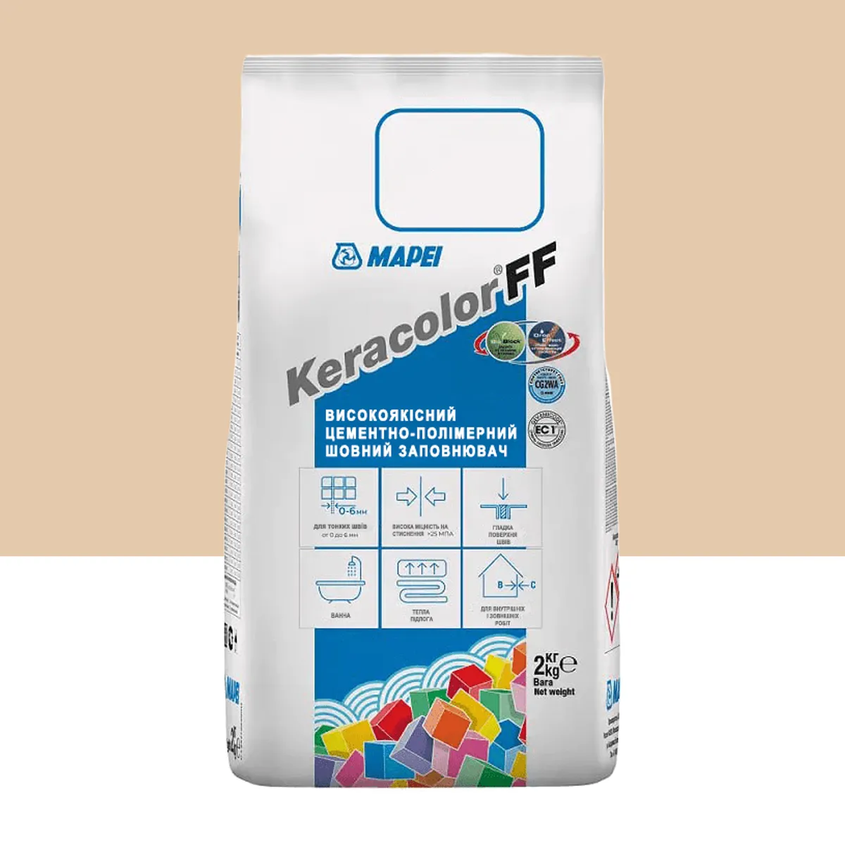 Фуга цементная для швов Mapei Keracolor FF 132 2 кг Бежевый (000018575)