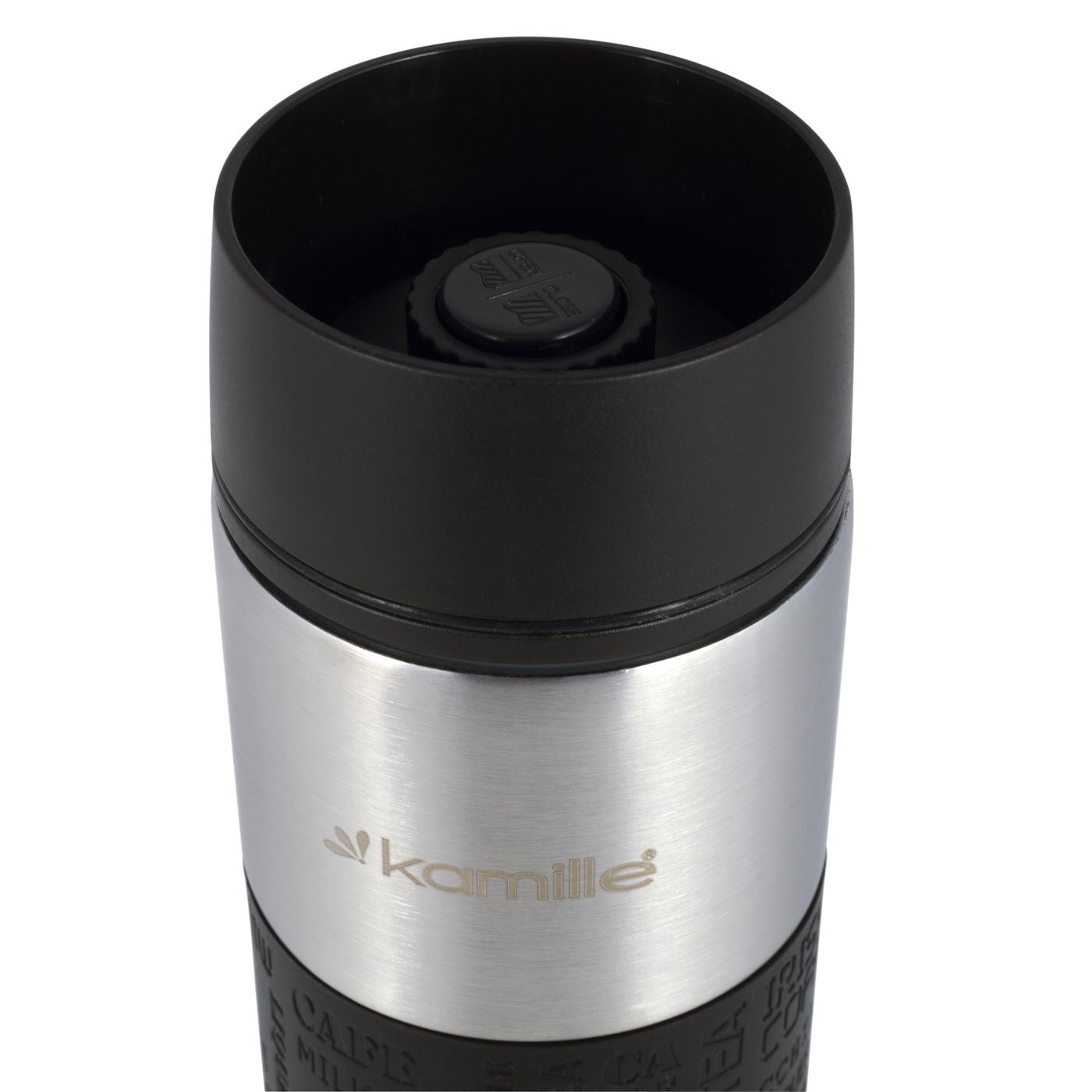 Термокружка Kamille із нержавіючої сталі з TPR-вставкою 420 мл Чорний (14881565) - фото 3