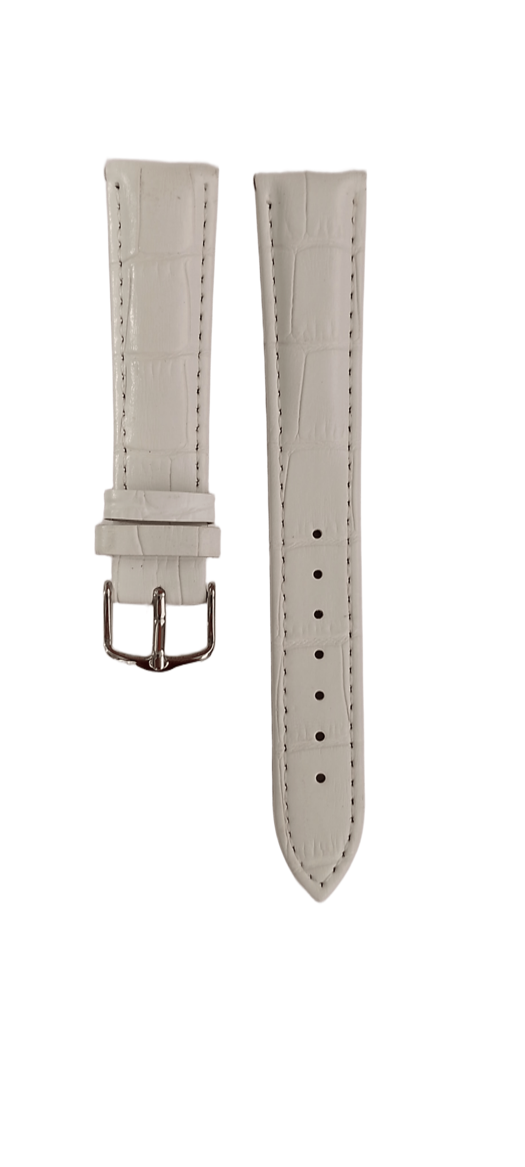 Ремешок для часов кожаный крокодил 18х180 мм Белый (4046)