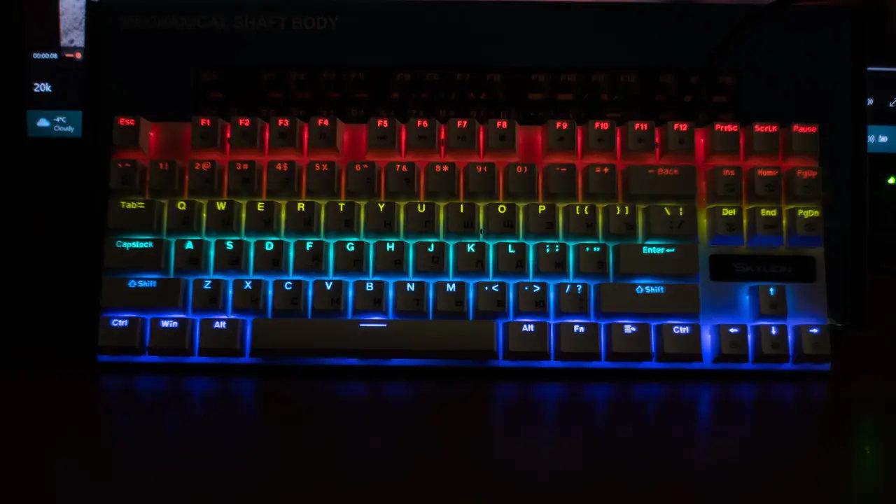 Клавиатура игровая механическая SKYLION K87 с RGB-подсветкой Белый/Красный (006) - фото 6 Клавиатура игровая механическая SKYLION K87 с RGB-подсветкой Белый/Красный (006) - фото 6