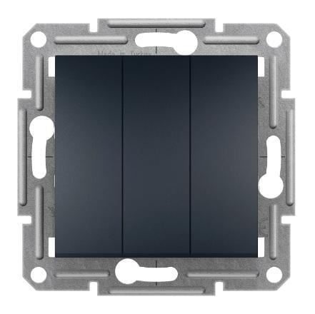Выключатель трехклавишный Schneider Asfora Антрацит (24446)