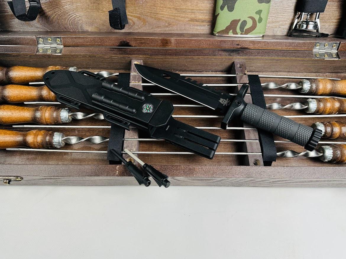 Подарочный набор шампуров Милитари в кейсе из натурального дерева и нержавеющей стали из 17 предметов Коричневый (143-10-KS-7613) - фото 2