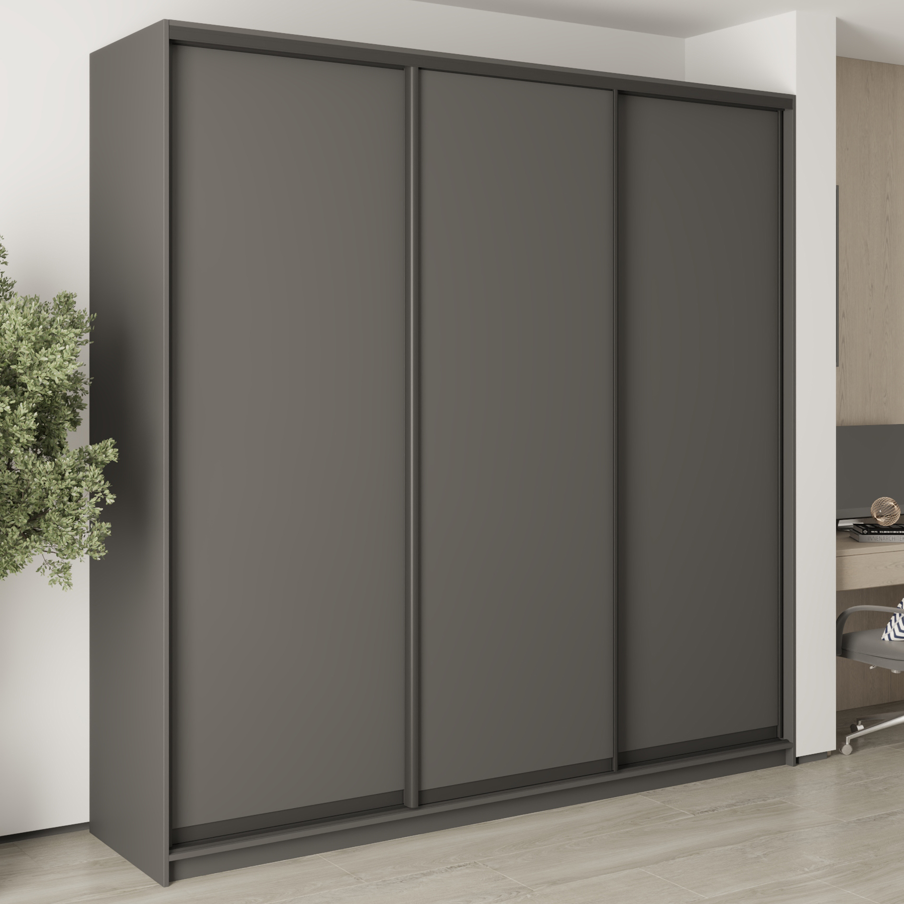 Шафа-купе тридверна Mebel Star Комбо BG MBS-9444 240х60х240 см Антрацит (1009433)