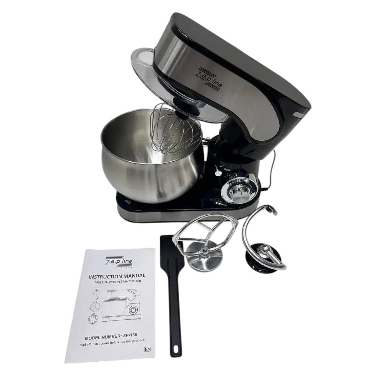 Комбайн Zepline з чашею із нержавіючої сталі 3500 Вт 6 л Чорний (ZP-136) - фото 5