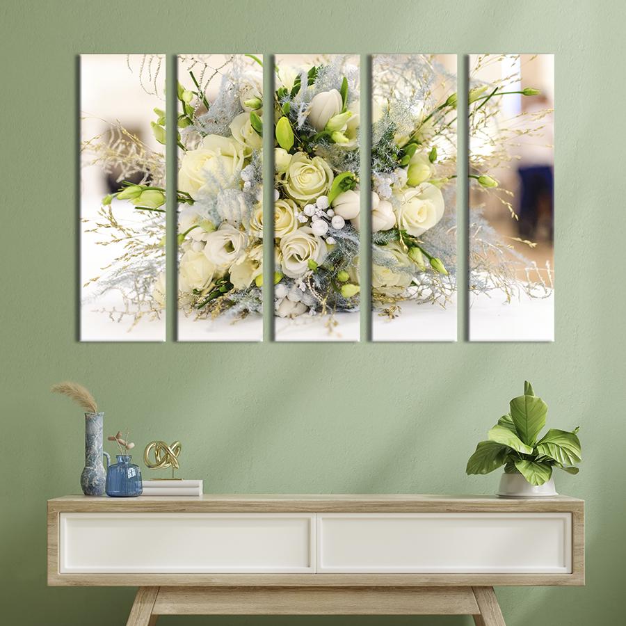 Картина на полотні Букет білих троянд нареченої 87x50 см (935-51)