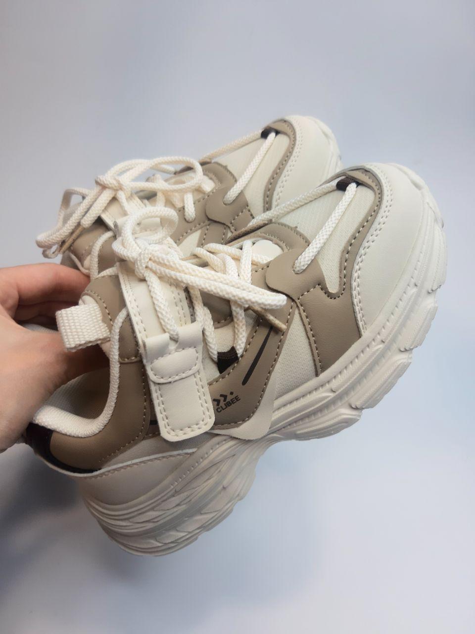 Кроссовки для девочки Clibee р. 37 23,3 см Бежевый (396-2 beige) - фото 3