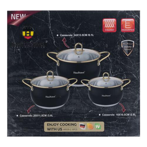 Набір каструль із кришками Haus Roland із нержавіючої сталі 6,1/2,6/3,6 л 6 предметів Сірий (5253522L) - фото 6 Набір каструль із кришками Haus Roland із нержавіючої сталі 6,1/2,6/3,6 л 6 предметів Сірий (5253522L) - фото 6