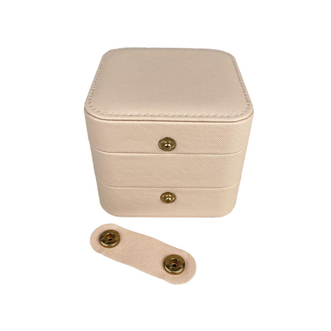 Шкатулка для украшений компактная 9,5х9,5х8 см Бежевый (ШДД-33-3) - фото 4