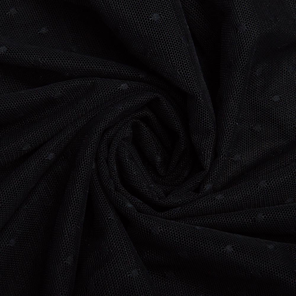 Тканина сітка трикотажна Горошок 55 г/м2 Чорний (2269021177)