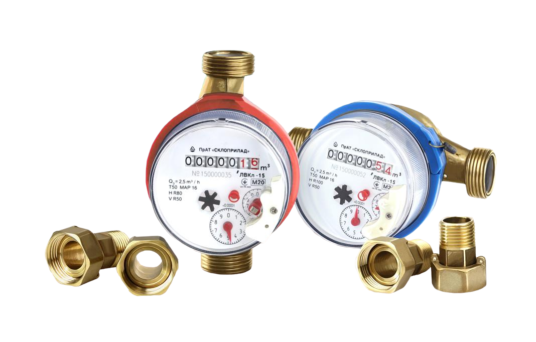 Набор счётчиков воды Стеклоприбор ЛВКл-15 для горячей и холодной воды (stk_nabor)