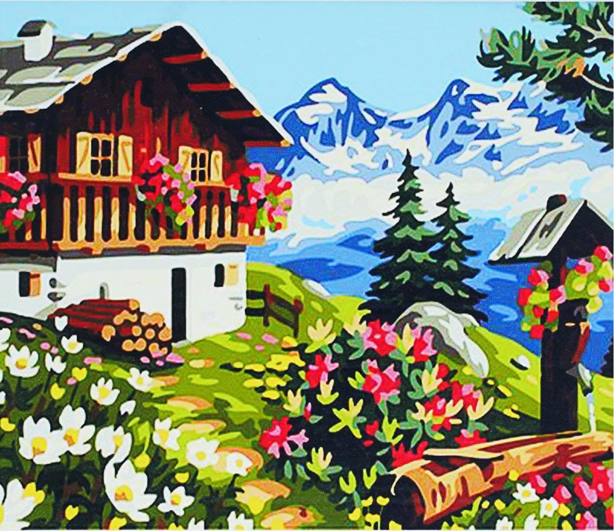 Алмазна мозаїка-картина за номерами TK Group B 78754/30 Будиночок у горах в коробці 40x50 см (24711884)